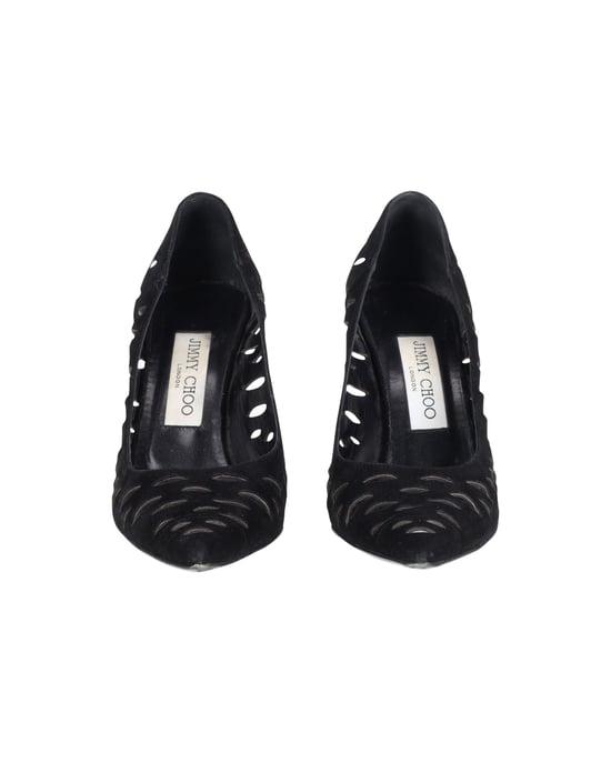 Jimmy Choo Lasercut Romy Pumps Schwarzes Wildleder - Image 3