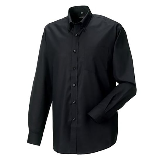 Russell Collection Herren-Langarmhemd aus pflegeleichtem Oxford (Schwarz) - Image 1