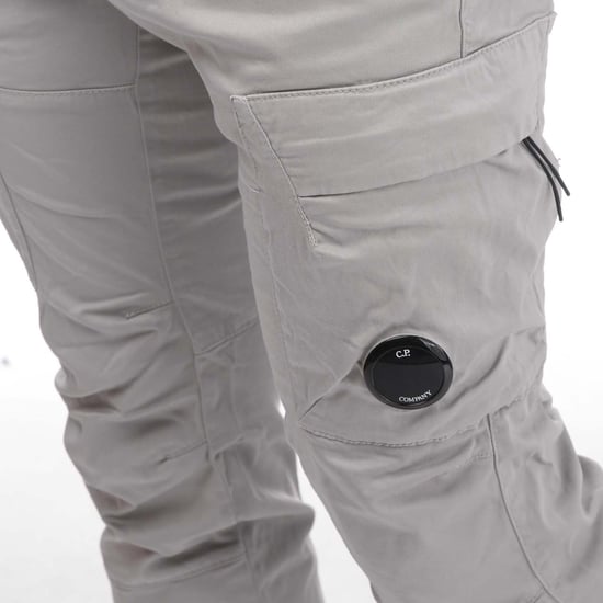 Men's C.P. Company Stretch Sateen Ergonomic Cargo Pants in Light Grey