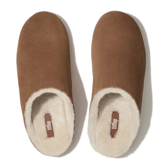 Damen Fit Flop Chrissie Shearling Pantoffeln in Tan - Image 2