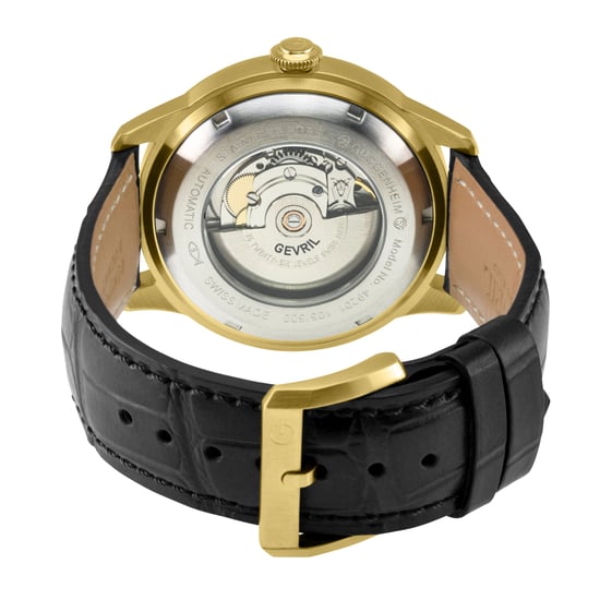 Gevril Herren Guggenheim Sellita SW220 Custom Datum Rad echte italienische handgefertigte schwarze Lederuhr - Image 2