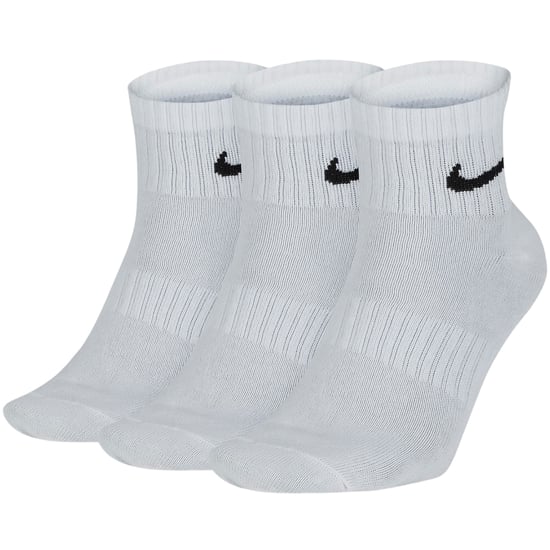 Nike SX7677 Unisex Everyday Lightweight Training Ankle Socks White 3 Pairs - Image 1