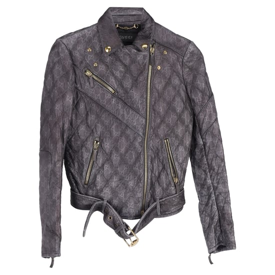 Gucci Monogram Bikerjacke aus schwarzem Leder - Image 1