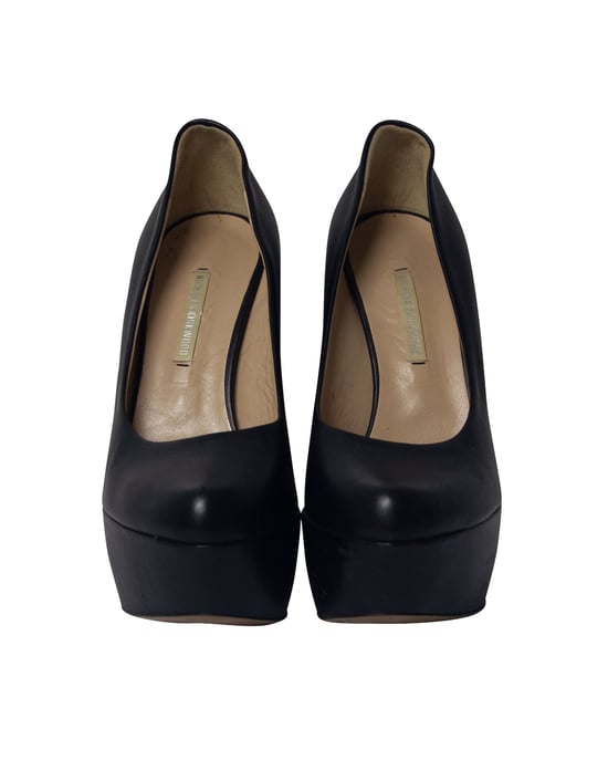 Nicholas Kirkwood Plateau-Wedges aus schwarzem Leder - Image 2