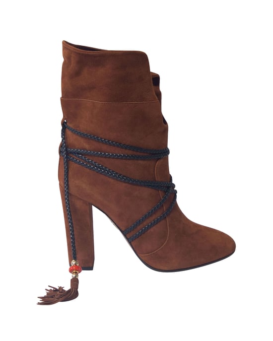 Aquazzura Moonshine Stiefel mit Bindung aus braunem Wildleder - Image 1
