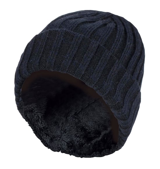 Wärmehalter - Jungen jeden Tag lässig tragen gerippte Turnover Wintermütze für Kinder - schwarz - Image 1
