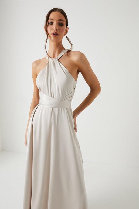 Twist Halterneck Satin Bridesmaids Dress - Image 2