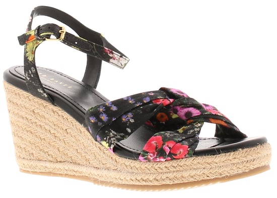 Ted Baker Damen Sandalen Cardima Espadrille Keilabsatz Floral Druck Schwarz - Image 1