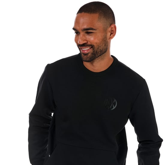 Men's Armani Exchange Placed Print Colourblock Sweatshirt in Black
