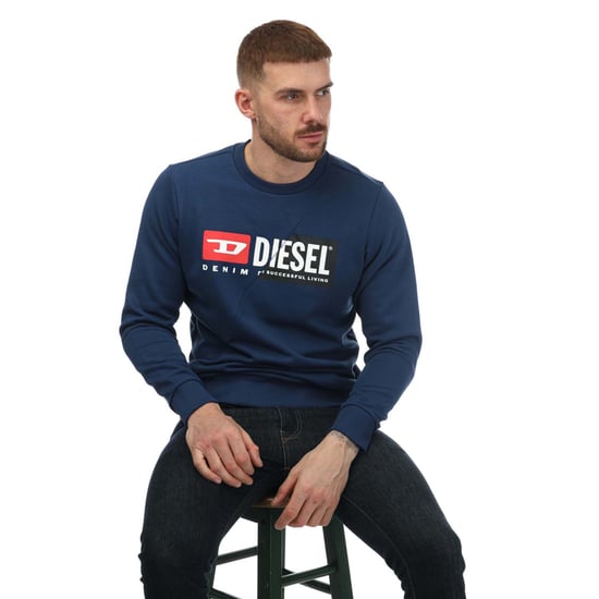 Men's Diesel S-Girk Cuty Felpa Crewneck Sweatshirt in Navy