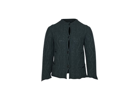 Chanel Kabelstrick-Cardigan aus türkisfarbenem Kaschmir - Image 1