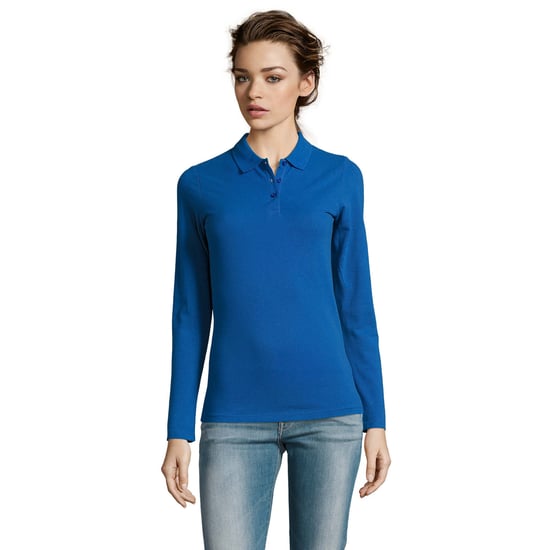 SOLS Womens/Ladies Perfect Long Sleeve Pique Polo Shirt (Königsblau) - Image 1