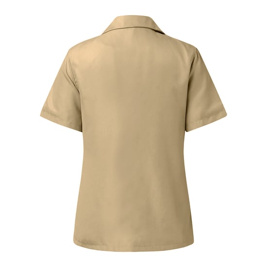Premier Damen Kurzarm Popeline Bluse / Arbeitshemd (Khaki) - Image 2