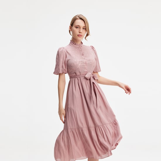 Tea dress with tiered ruffles