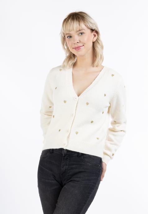 Mymo Strickjacke Damen Wollweiß - Image 3