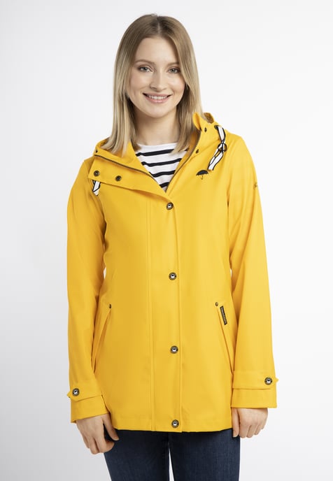 Schmuddelwedda Regenjacke Damen Sonnengelb Hellgrau Melange - Image 3