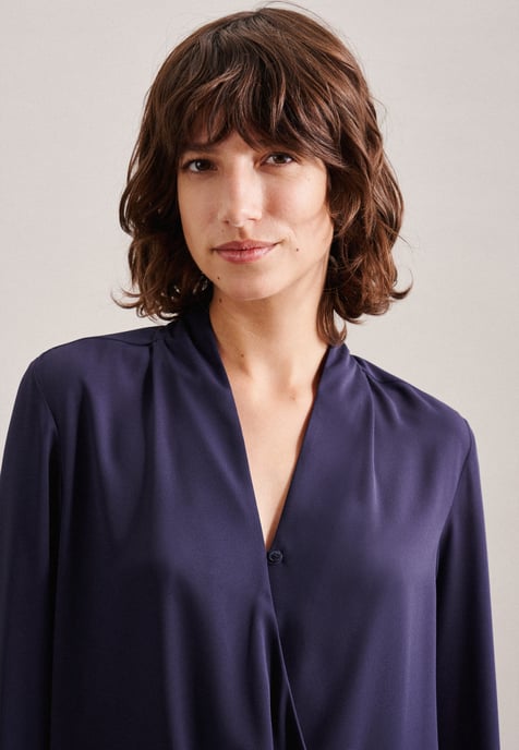 Wickelbluse Damen Dunkelblau - Image 3