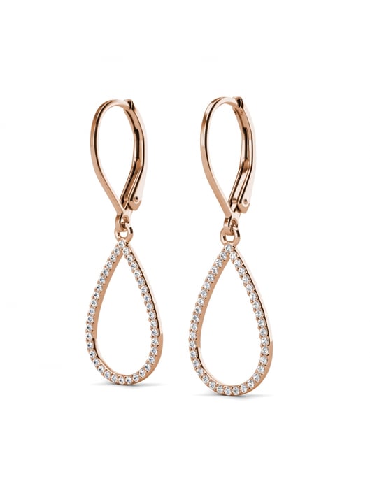 Laelia Ohrringe mit baumelndem Ring - Rose Gold und Kristall - Image 3