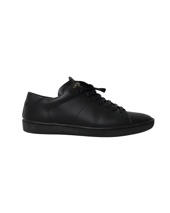 Saint Laurent Court Sneakers in Triple Black Leder - Image 1