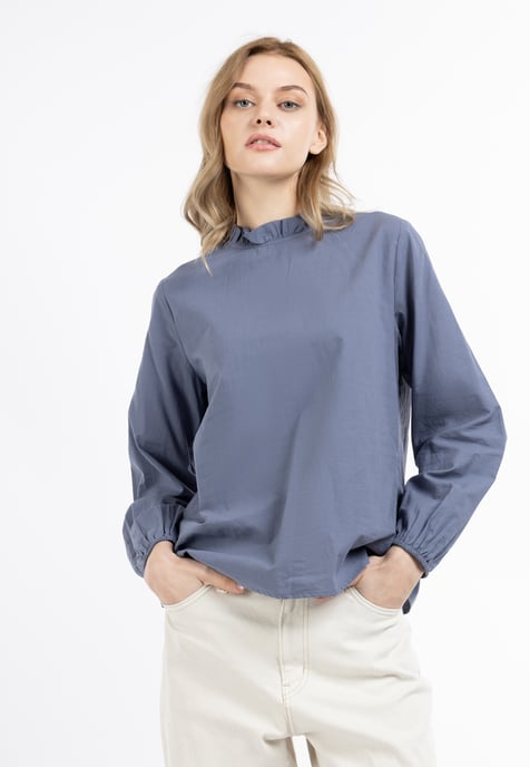 Dreimaster Langarmbluse Damen Grau-Blau - Image 3