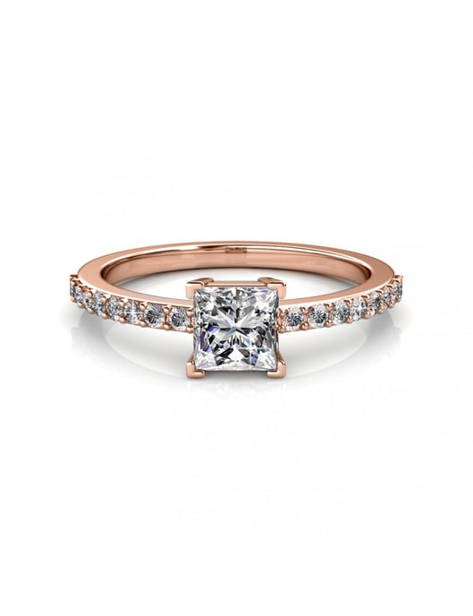 Einfacher quadratischer Ring - Roségold und Kristall - Image 3