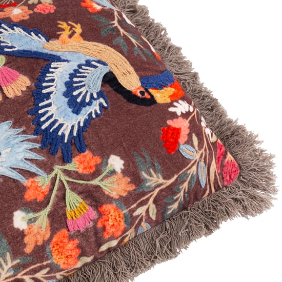 Wylder Mirrored Toucan Embroidered Feather Rich Cushion