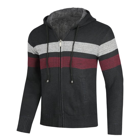 Herren Winter ubergangsjacke Strickjacke mit Kapuze Gefuttert Grobstrick Kapuze Warme Jacke Navy - Image 2