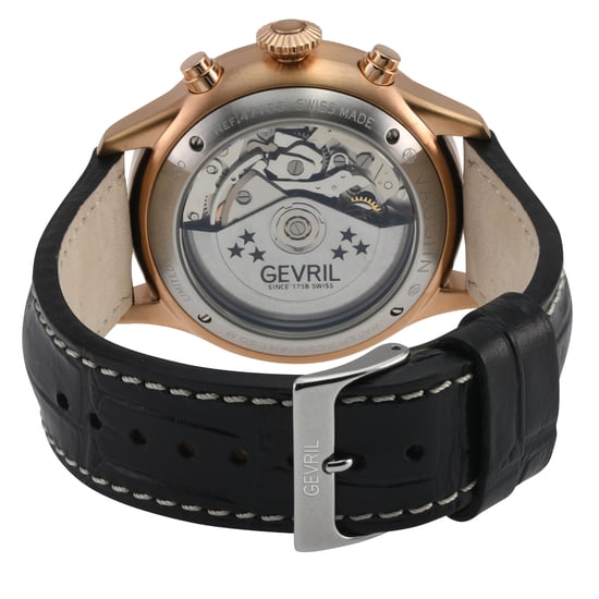 Gevril Vaughn Chronograph Black Dial Swiss Automatic ETA 7750 Watch