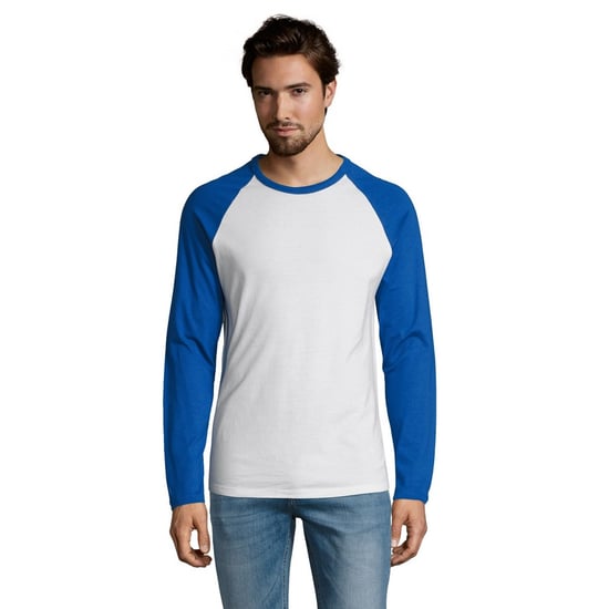 SOLS Herren Funky Kontrast Langarm T-Shirt (Weiß/Königsblau) - Image 4