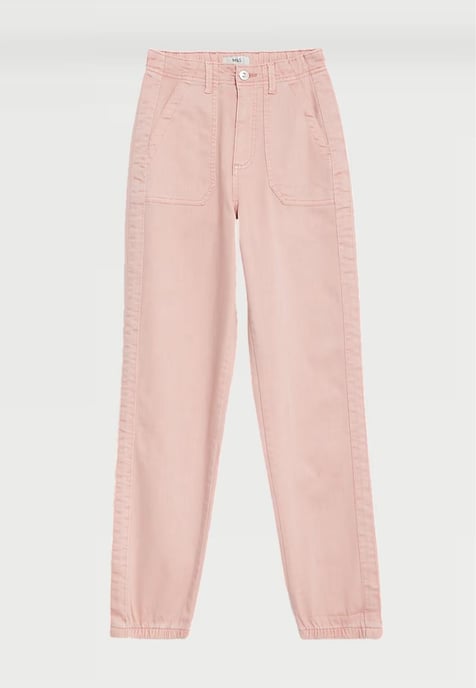 M&S Collection Damen Baumwollmischung Slim Fit Ankle Grazer Joggers Rosa - Image 4