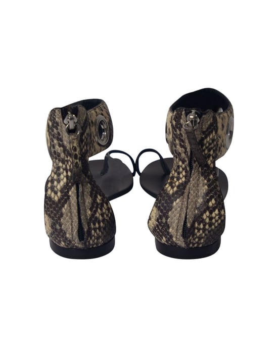 Giuseppe Zanotti Schlangenhautdruck Riemchensandalen in schwarzem Leder - Image 4