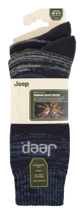 Mens Thermal Winter Socken | Jeep | Thick Ribbed Design Warm gestrickt Boot Socken | Chunky Performance Socken - Blau / Navy - Image 2