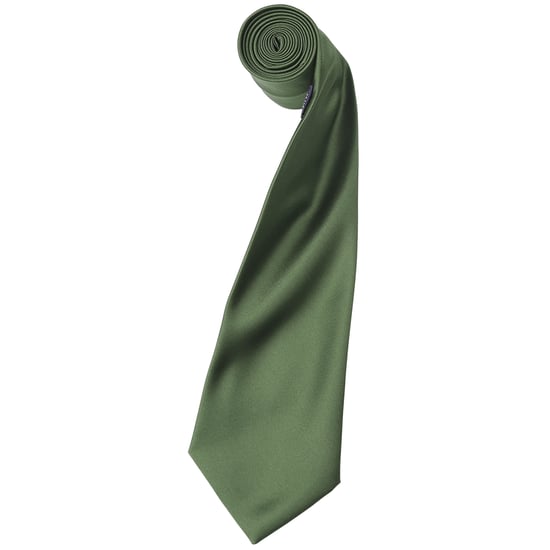 Premier Mens Plain Satin Krawatte (schmale Klinge) (2er-Pack) (Olive) - Image 1
