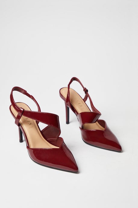 Wide Fit Evie Asymmetric Strap Detail Pointed Court Shoes