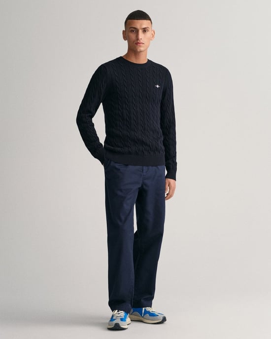 GANT Herren Baumwoll-Kabelstrick-Pullover mit Rundhalsausschnitt - Image 4