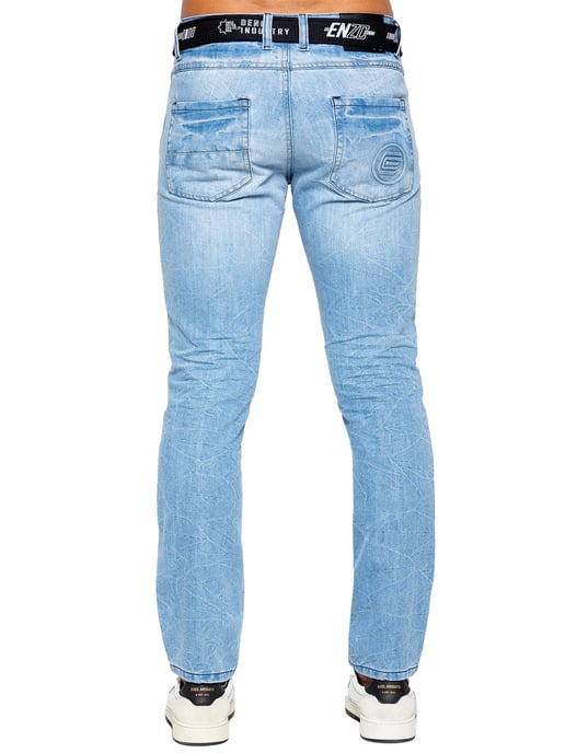 Enzo Herren Denim Straight Fit Jeans - Hellblau - Image 4