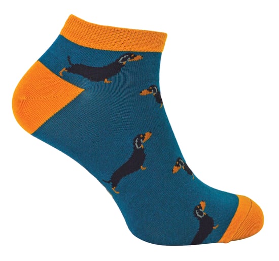 Herren Bamboo Trainer Socken | Herr Heron | Tier Themed atmungsaktiv Low Cut Sneaker Socken - Wurst Hund (Teal) - Image 1