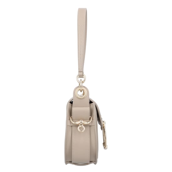 Chloé Kleine Tess Tasche aus glänzendem Leder und Wildleder in Grau - Image 3