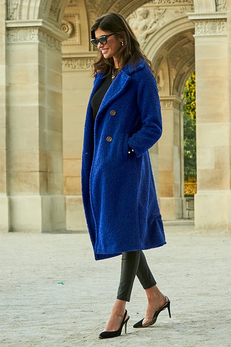 Cobalt Blue Super Cosy Longline Borg Coat