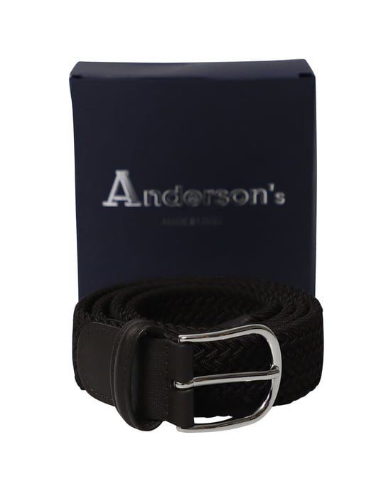 Andersons Gürtel mit gewebtem Effekt und Schnalle aus dunkelbraunem Leder - Image 5