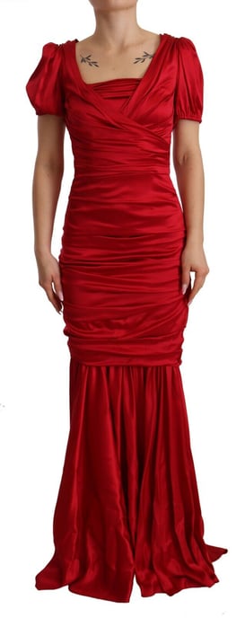 Dolce & Gabbana Damen rotes Seiden-Mermaid-Kleid - Image 1