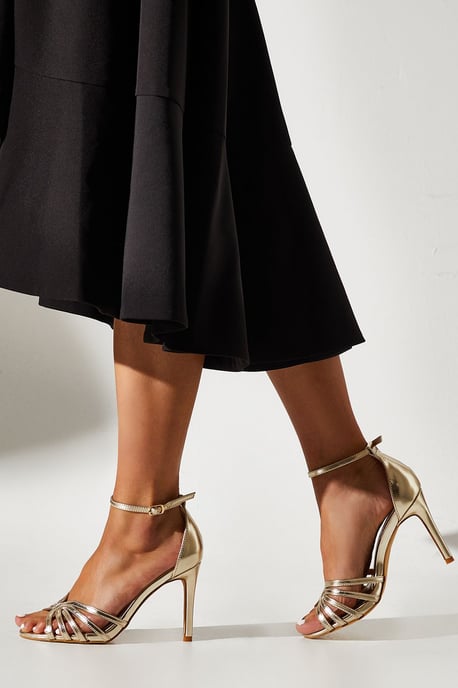 Wide Fit Tilda Lattice Front High Heeled Sandals