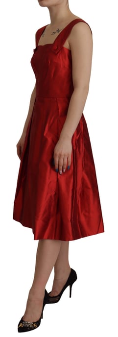 Dolce & Gabbana Rotes A-Linien-Faltenkleid aus Satin-Seide für Damen - Image 2