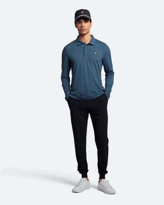 Lyle & Scott Langärmeliges Poloshirt mit verdecktem Knopf in Navy - Image 2