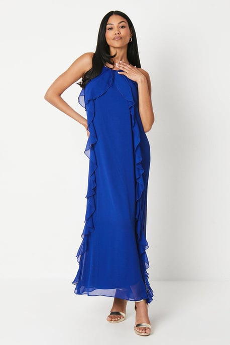 Ruffle Chiffon Light Weight Maxi Dress