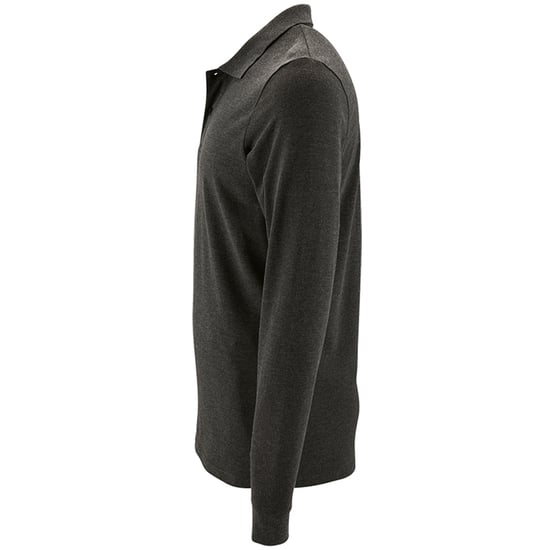 SOLS Mens Perfect Langarm-Pique-Poloshirt (Charcoal Marl) - Image 3