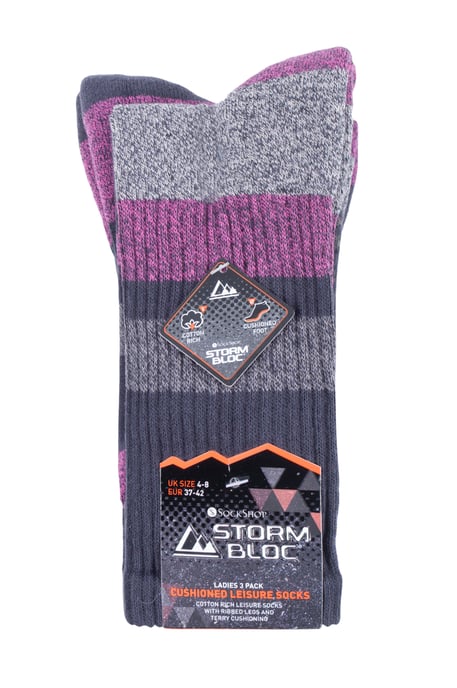 3 Paar Damen Anti Blister Baumwolle Wandern Socken mit gepolsterter Sohle - Image 2