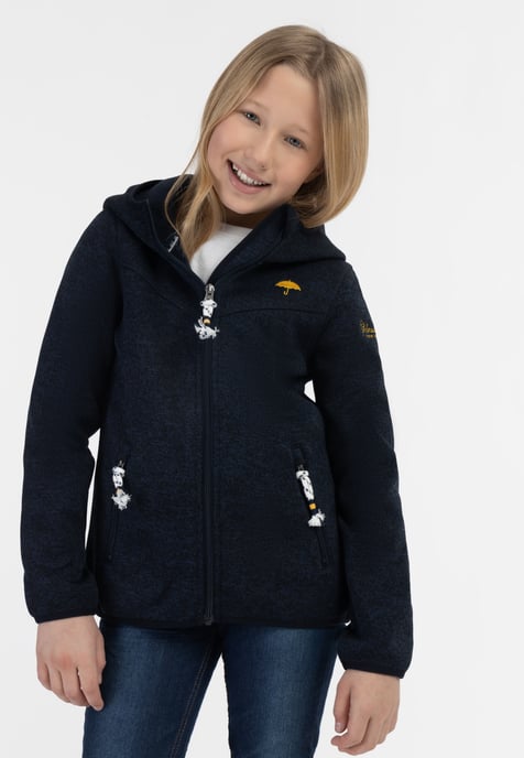 Schmuddelwedda Strickfleeceblouson für Mädchen Mädchen (Kids) Meeresmelange - Image 3