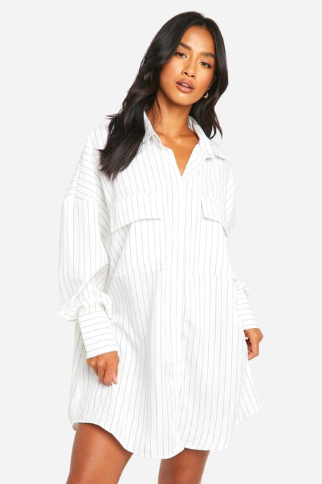 Petite Oversized Stripe Shirt Dress - Image 1