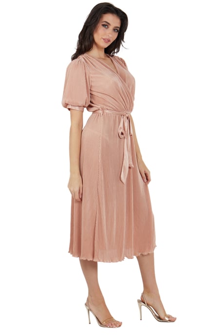 Midikleid mit kurzen Ärmeln und Plisseewickelung - Image 3